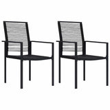 Dining Set Black Glass, Powder-coated steel, PVC hollow rattan 3060261