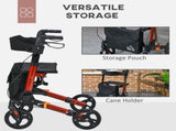 4 Wheel Rollator with Seat and Back, Folding Mobility Walker with Carry Bag, Adjustable Height, Dual T3398P344799