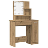 Dressing Table Set with LED Artisan Oak Engineered Wood 3329186