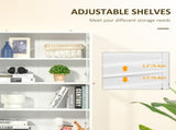 Modern Bookcase with Glass Doors, Display Storage Cabinet with Adjustable Shelves for Living Room, T3398P378013