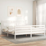 Bed Frame without Mattress White 200x200 cm Solid Wood 3194332