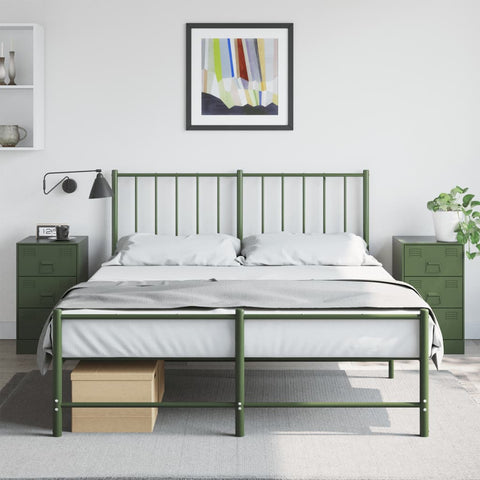 ZNTS Bedside Cabinets 2 pcs Olive Green 34.5x39x62 cm Steel 841784