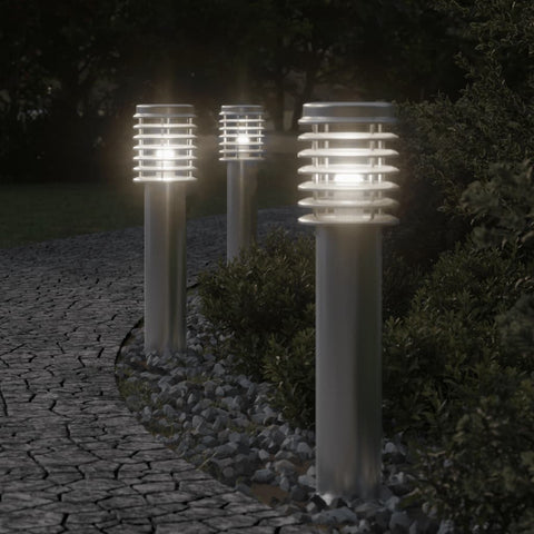 ZNTS Outdoor Floor Lamps 3pcs Silver 60 cm Stainless Steel 4006358