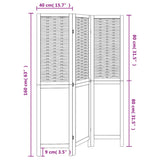 Room Divider 3 Panels Dark Brown Solid Wood Paulownia 358701