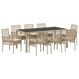 Garden Dining Set 9 pcs Beige PE rattan 3334892