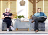 Set of 2 Rattan Storage Ottoman, Outdoor Footstool with Removable Cushions, Garden Storage Seat for T3398P325086
