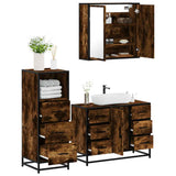 3 Piece Bathroom Furniture Set Smoked Oak Engineered Wood 3301022