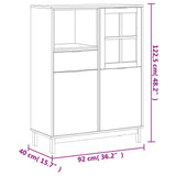 Highboard with Glass Door FLAM 92x40x122.5 cm Solid Wood Pine 357829