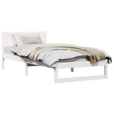Bed Frame with Headboard White 75 x 190 cm Solid Pine Wood 873299