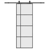 Sliding Door with Hardware Set Black 76x205 cm ESG Glass 3375809