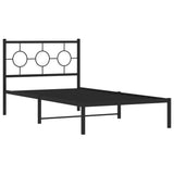 Metal Bed Frame without Mattress with Headboard Black 100x200cm 376221