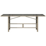 Garden Table with Glass Top Light Grey 190x80x74 cm Poly Rattan 365308