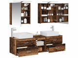 Bathroom Furniture Set 5 pcs Old Wood Engineered Wood and Glass 3406757