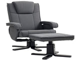 Rocker Swivel Recliner Chair with Footstool - Charcoal Grey Velvet T3398P341419