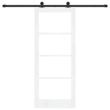 Sliding Door ORKDAL White 83 x 202 cm Solid Pine Wood and Glass 3332138