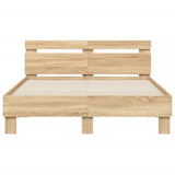 Bed Frame with LED without Mattress Sonoma Oak 135x190 cm Double 3207569