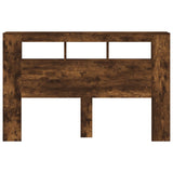 LED Headboard Smoked Oak 160x18.5x103.5 cm Engineered Wood 837355