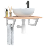 Basin Shelf Wall Mounted Steel and Solid Wood Oak 3302334