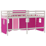 Kids' Loft Bed with Curtains without Mattress Pink 90x190cm 3206978