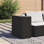 ZNTS Garden Side Table with Glass Top Black 58x27.5x55 cm Poly Rattan 365982