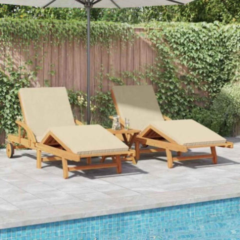 Sun Lounger 2 pcs Beige 200 x 67 x 84cm Solid Acacia wood 3325178