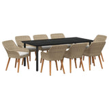 Garden Dining Set with Cushion 9 pcs Beige Poly Rattan 3261704