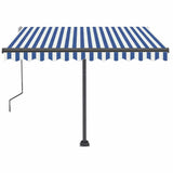 Manual Retractable Awning with LED 350x250 cm Blue and White 3069721