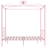 284489 Canopy Bed Frame without Mattress Pink Metal 140x200 cm