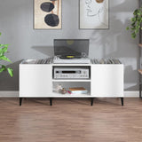 Record Cabinet High Gloss White 121x38x48 cm Engineered Wood 831935