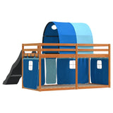 Bunk Bed without Mattress with Slide and Curtains Blue 90x200 cm 3284141