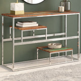 Console Table Silver Stainless Steel and Solid Reclaimed Wood 350008