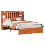 Bookcase Bed Frame Wax Brown 200 x 150 cm Solid Pine Wood 3422772