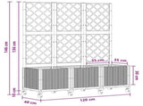 Garden Planter with Trellis&Wheels Black 120 x 40 x 146 cm PP 3423057