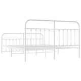 Metal Bed Frame without Mattress with Footboard White 180x200cm 352649