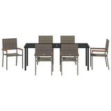 Garden Dining Set with Cushion 7 pcs Grey Poly Rattan 3379714