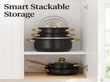 12PCS Induction Non Stick Stainless Steel Cookware Cooking Pot Pan With Lids Set 38675431