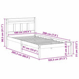 Bed Frame Brown 100 x 200 cm Solid Pine Wood 872350