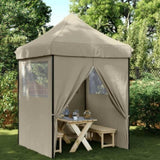 Foldable Party Tent Pop-Up with 4 Sidewalls Taupe 4005002