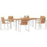 Garden Dining Set 7 pcs Solid Teak Wood and Stainless Steel 3334827