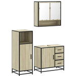 ZNTS 3 Piece Bathroom Furniture Set Sonoma Oak Engineered Wood 3300986