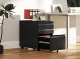 3-Drawer Steel Filing Cabinet with Lock and Wheels - Black T3398P344533
