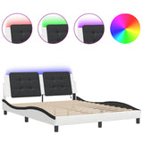 Bed Frame with LED without Mattress "Zadar" White and Black 160x200 cm 3214123