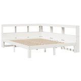 Bookcase Bed without Mattress White 150x200 cm King Size Solid Wood Pine 3324380