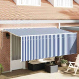 Retractable Awning Manual Blue and white 400 x 200 cm Fabric 3329779