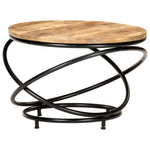 ZNTS Coffee Table Black 60x60x40 cm Solid Rough Mango Wood 321935