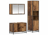 Bathroom Furniture Set with Door 3 pcs Old Wood Engineered Wood 3402515