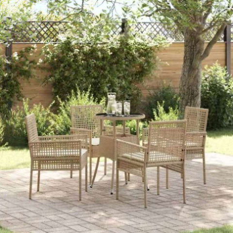 Garden Dining Set 5 pcs Beige Poly rattan 3334950