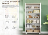 Freestanding Kitchen Cupboard, 4-Door Storage Cabinet Organizer with Adjustable Shelves White T3398P423530