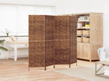 Room Divider 4-Panel Brown 163x180 cm Water Hyacinth 355195