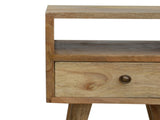 Solid Wood Mini Oak-ish Bedside, 1 Drawer and Open Slot, Brown B2743P402923